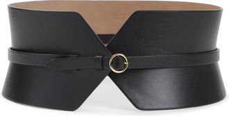 Alaia Black Glossy Calf Leather Bustier Belt-Donna