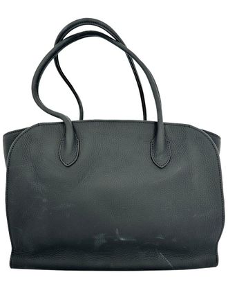 The Row Black Leather Marlo 12 Tote (Authentic Pre-Loved)