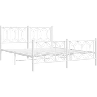 vidaXL Vidaxl - Estructura Cama Sin Colch&oacute;n Con Estribo Metal Blanco 150x200 Cm