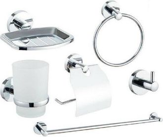 Trade Shop Trade Shop - Set De Ba&ntilde;o 6 Accesorios Cromados Toalla De Toalla Roll Roll Glass Sprinkle 59682