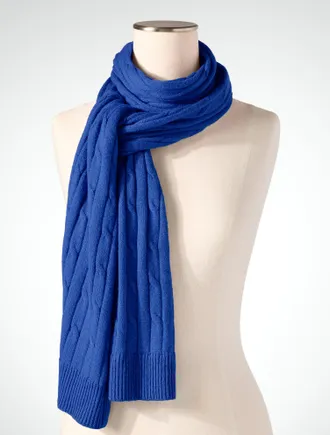 Talbots Soft Cable Knit Scarf - Blue Majesty - 001 Talbots