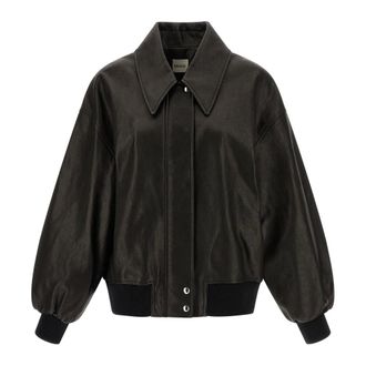 Khaite Jassen, Dames, Zwart, S, Leer, Shelman Jacket