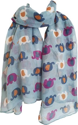 GlamLondon Womens Elephant Print Scarf Multi Colour