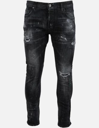 Dsquared2 Mens Dsquared2 Tidy Biker Jean Black Destroyed Denim Jeans - Size: 30/32