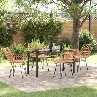 vidaXL Conjunto De Comedor De Jard&iacute;n 5 Pcs Marr&oacute;n Polirat&aacute;n Vidaxl