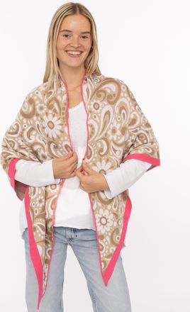 Zwillingsherz Dreieckstuch ZWILLINGSHERZ Blumige Aussichten, Damen, beige pink, Strick, Materialmix, gemustert, mehrfarbig, Modet&uuml;cher Dreieckstuch, Florales Muster
