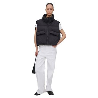Estro & Luminara Vests, female, Black, Size: M Boxy Down Vest with High Neck