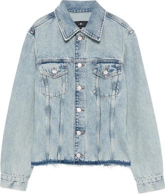 7 For All Mankind Trucker Button Frayed Jacket