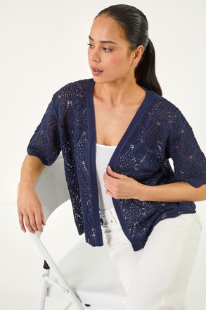 Roman Pointelle Open Cardigan