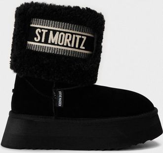 Steve Madden Womens St. Moritz Snug Metallic Boots in Black/Black - Size UK 4