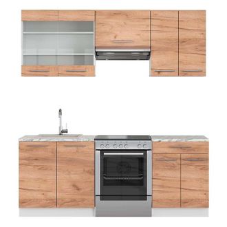 Vicco Mueble De Cocina Fame-line, Oro Potencia Roble/blanco, 200 Cm, Et M&aacute;rmol