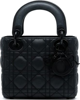 Dior 2018 Mini Ultra Matte Calfskin Cannage Lady Dior satchel - Black
