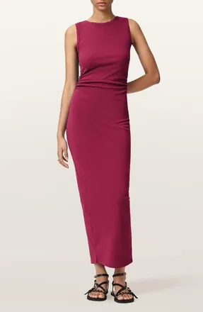 AllSaints Katarina Ruched Side Maxi Dress in Raspberry at Nordstrom, Size 0 Us