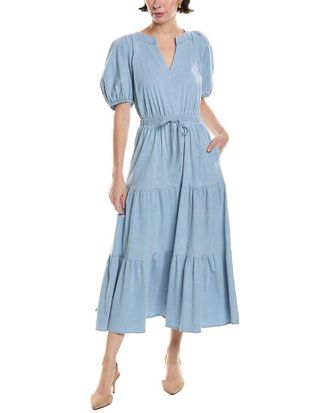Anne Klein Tiered Puff Sleeve Midi Dress