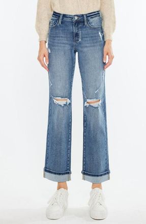 Kancan Carrie Mid Rise True Straight Leg Jeans in Medium Wash at Nordstrom, Size 31