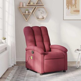 vidaXL Poltrona Massaggiante Reclinabile Rosso Vino in Tessuto - Vidaxl