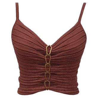 Dion Lee Central Chain Cami Top in Old Rose Viscose