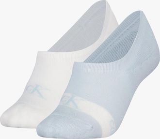 Calvin Klein Womens Calvin Klein 2 Pack Womens Invisible Socks Blue/White - Multi - Size: 2.5/3/3.5/4/4.5/5