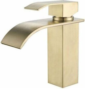 OEM Grifo De Ba&ntilde;o Moderno Color Oro Con Efecto Cascada Y Mezclador De Agua Fr&iacute;a Y Caliente Ajustable
