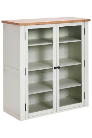 MID.YOU Mid.you Vitrine, Klar, Naturfarben, Wei&szlig;, Holzwerkstoff, Eiche, Kiefer, furniert, massiv, 3 F&auml;cher, 100x107x43 cm, Holzm&ouml;bel, Holzschr&auml;nke, Vitrinen H