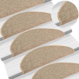 vidaXL Felpudos Para Escaleras 15 Uds 65x21x4 Cm Beige Oscuro Semicircular Grande Vidaxl