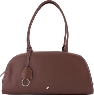 Courr&egrave;ges Leather Shoulder Bag Burgundy