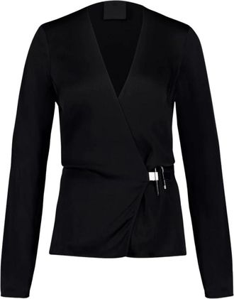 Givenchy Satin Wrap Top - Dames - Blouses - Zwart - XS - Satijn - Overhemden