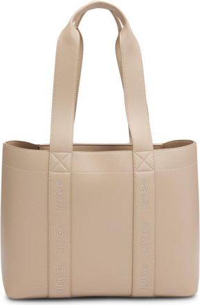 HUGO BOSS Leather tote bag with embossed logo