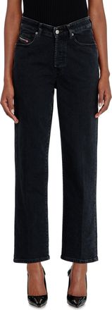 Diesel Regular Jeans High Waist 1981 D-Went, Black/Dark grey, Button fly