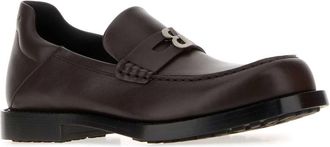 Balenciaga Womens Dark Brown Leather Comfy Loafers Moka-Silver Mocassini Moka/silver