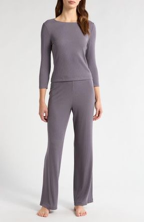 Natori Rib Essentials Pajamas in Purple Slate at Nordstrom, Size Medium