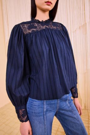 Ulla Johnson Cornelia Long Sleeve Blouse In Midnight