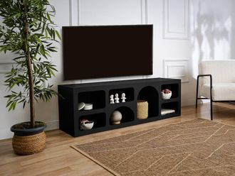 Vente-Unique TV Stand With 7 Recesses - Black - LUELA