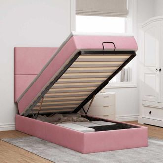 vidaXL Estructura De Cama Otomana Colchones Terciopelo Rosa 100x200cm Vidaxl
