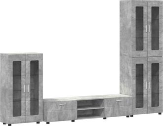 vidaXL TV Cabinet Set with Drawer FLORIN Concrete Grey Engineered Wood vidaXL