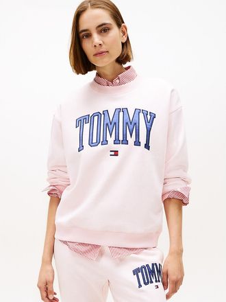Tommy Hilfiger Womens Varsity Tommy Logo Crewneck Sweatshirt - Pink - XXL