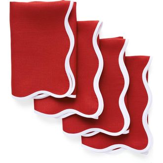 Solino Home Linen Dinner Napkins - Giselle Scallop Edge, 20 Round in Christmas Red at Nordstrom, Size Large