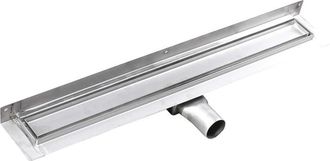 Gelco Design Gelco Manus - Canaleta De Ducha De Acero Inoxidable Piastra Con Rejilla Para Azulejos, Montaje En Pared, 75x11x6 Cm Gmp93