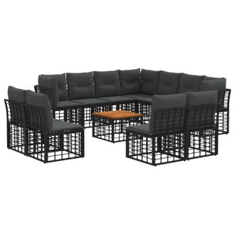 vidaXL Conjunto De Sof&aacute;s De Exterior 12 Pcs Negro Y Gris Oscuro Vidaxl
