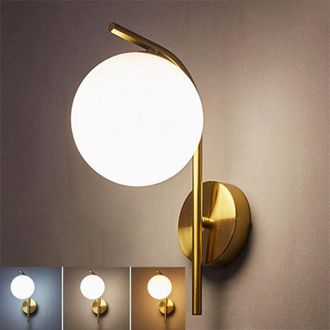 Elle L&aacute;mpara De Pared Moderna Y Creativa Con Pantalla De Cristal Esf&eacute;rica, Apliques De Pared E27 Con Acabado Dorado, Luz De Pared Con Personalidad Para Dor