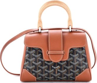 Goyard Saigon Top Handle Bag Coated Canvas with Leather Mini