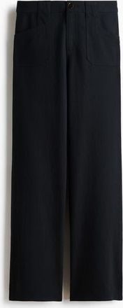 H&M Wide Twill Trousers in Black at Nordstrom, Size 20