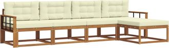 vidaXL Conjunto De Sof&aacute;s De Exterior 5 Uds. Natural Y Crema Vidaxl