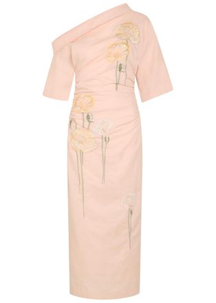Bernadette Bernadette Bowery Floral-embroidered Cotton-blend Midi Dress - Pearl - 38 (UK10 / S)