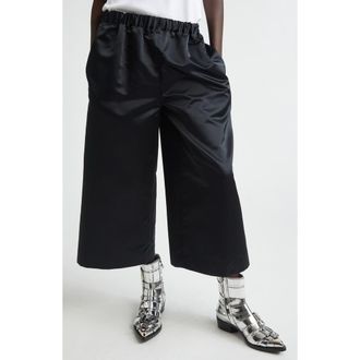 Comme Des Gar&ccedil;ons Crop Satin Wide Leg Pants in Black at Nordstrom, Size X-Small