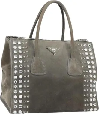 Prada Pre-owned Handbags, female, Gray, Size: ONE SIZE Pre-owned Vintage Suede Handbag