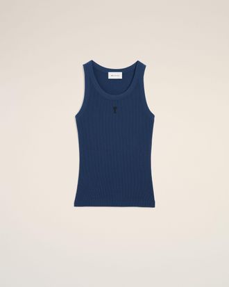 Ami Blue Cotton Ami De Coeur Tanktop Blue - XXL - for Women