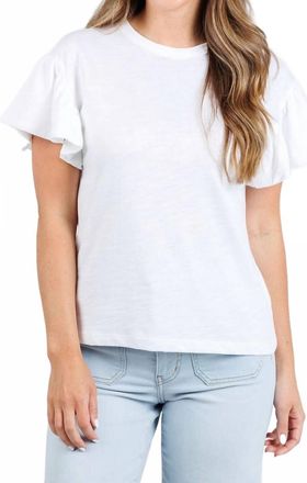 Nation Ltd Womens Camille Ruffle Sleeve Top In Optic White