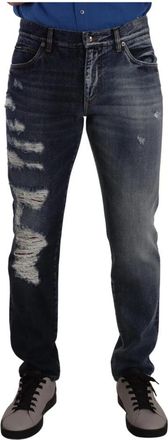 Dolce & Gabbana Blauwe Katoenen Regular Denim Jeans - Heren - Slim Fit Jeans - Blauw - M - Katoen - Jeans