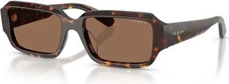 Vogue Eyewear 54mm Rechthoekige Zonnebril - Dames - Zonnebrillen - Bruin - 54 MM - Accessoires